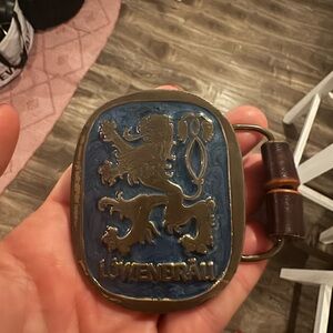 Blue and Brown Belt Buckle